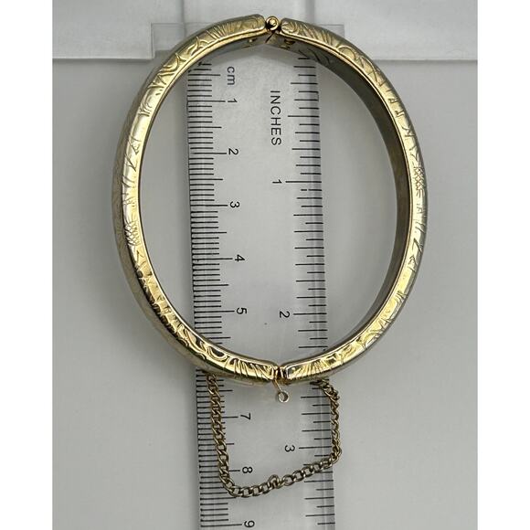 Sunflower Leaves Gold Tone Hinged Bracelet 6 3/4" - Picture 5 of 10